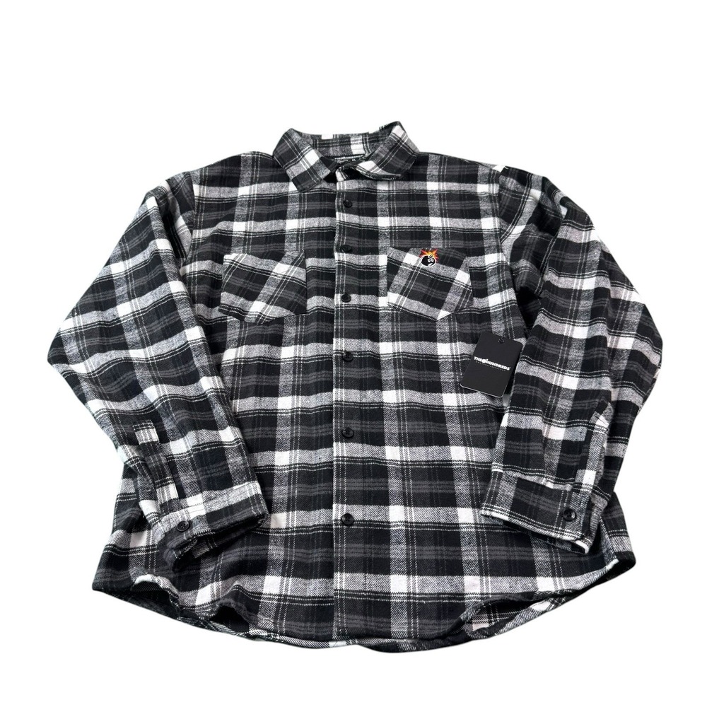 The Hundreds Black White Flannel Men's L/S Button Front Size Medium NWT